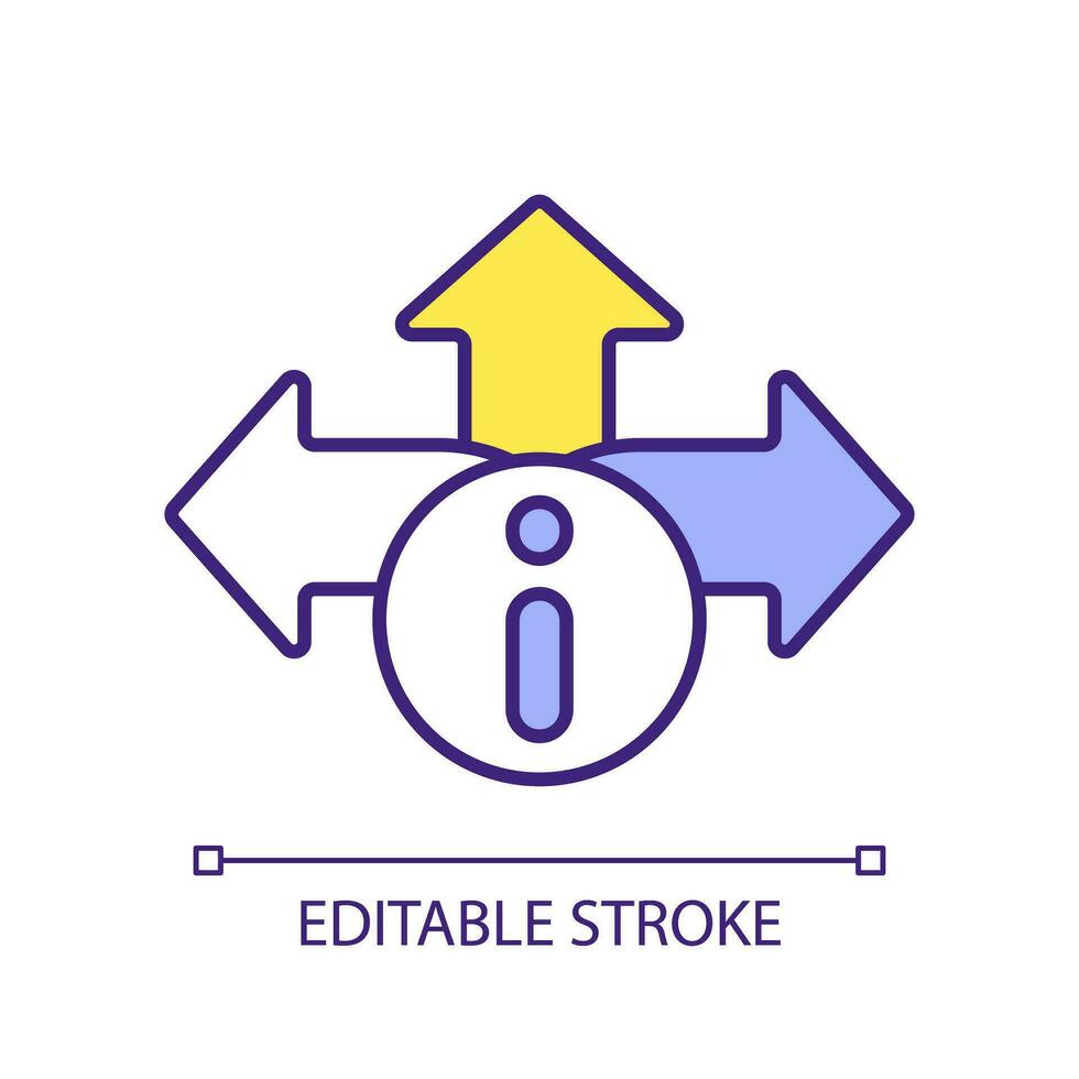 Editable improved decision-making icon representing data democratization, isolated vector, thin line illustration. vector