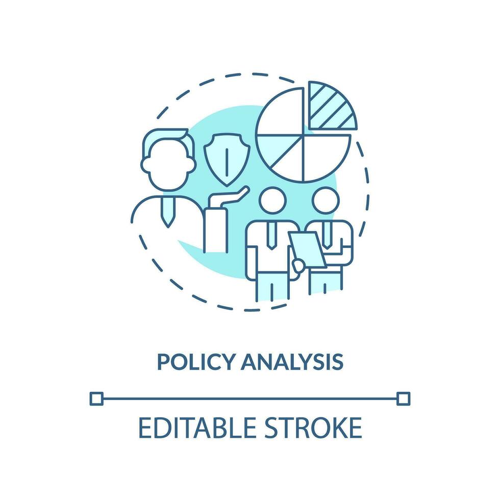 Editable policy analysis blue icon concept, isolated vector, lobbying government thin line illustration. vector