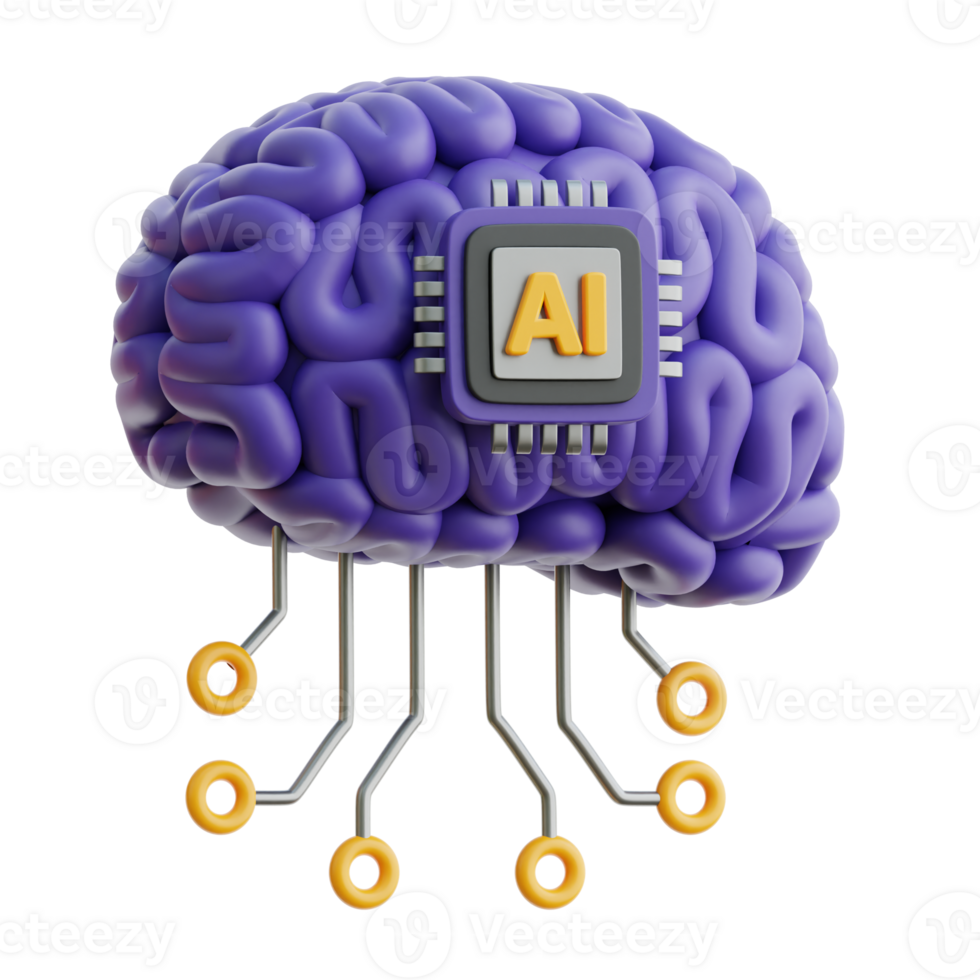 AI Brain 3d Icon Illustrations png