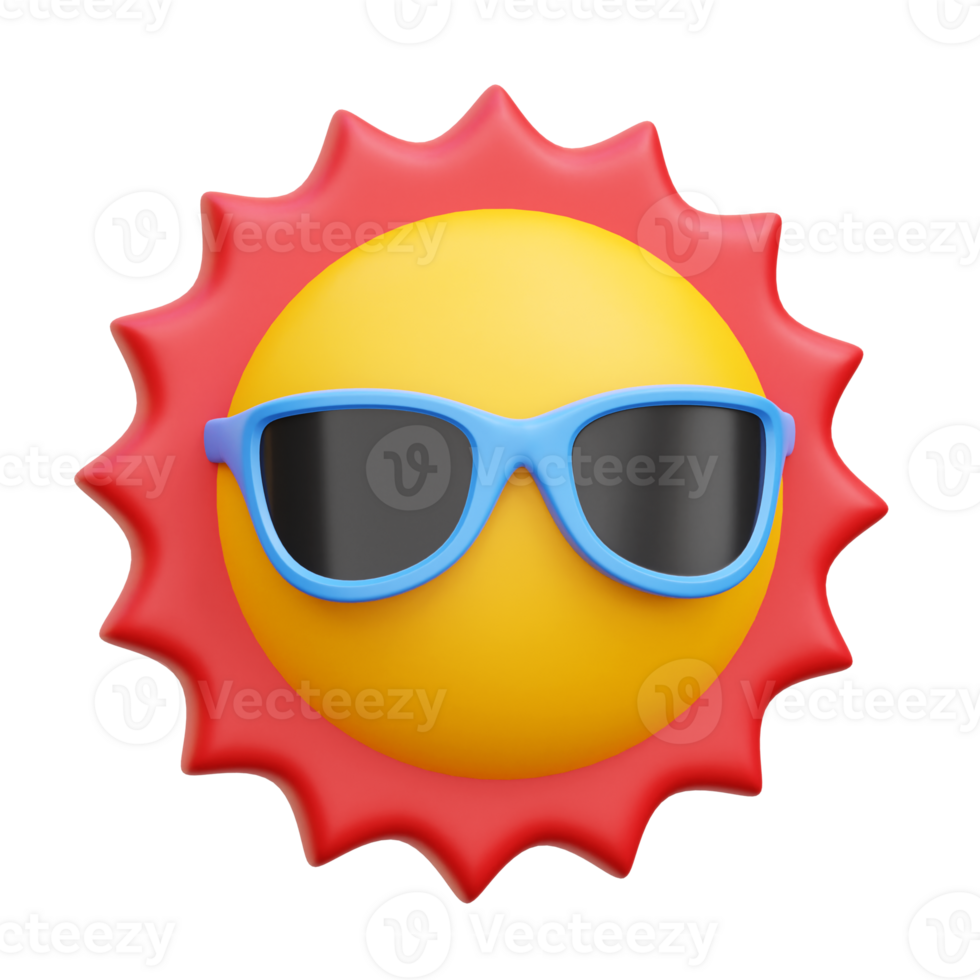 zon met bril 3d icoon illustraties png