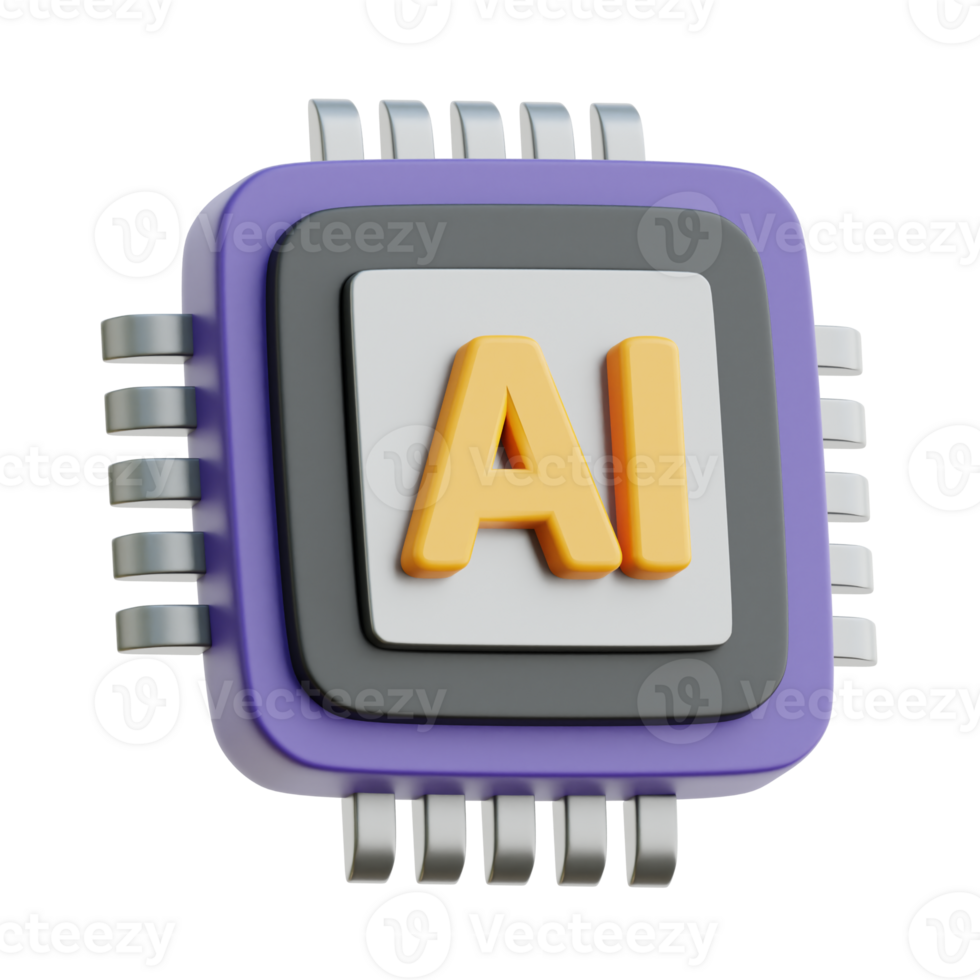 ai chip 3d ikon illustrationer png