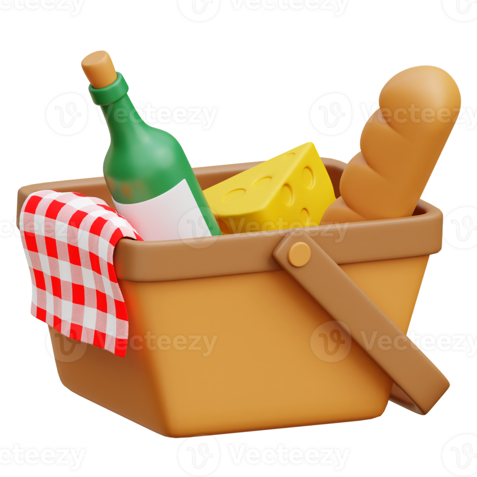 Picnic Basket 3d Icon Illustrations png