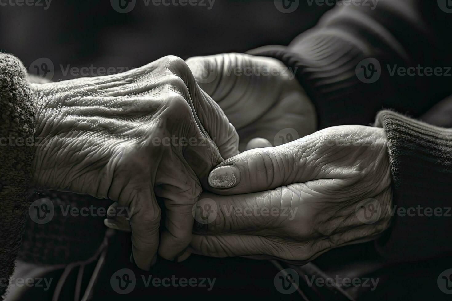 an old couple holding the hands AI Generative photo
