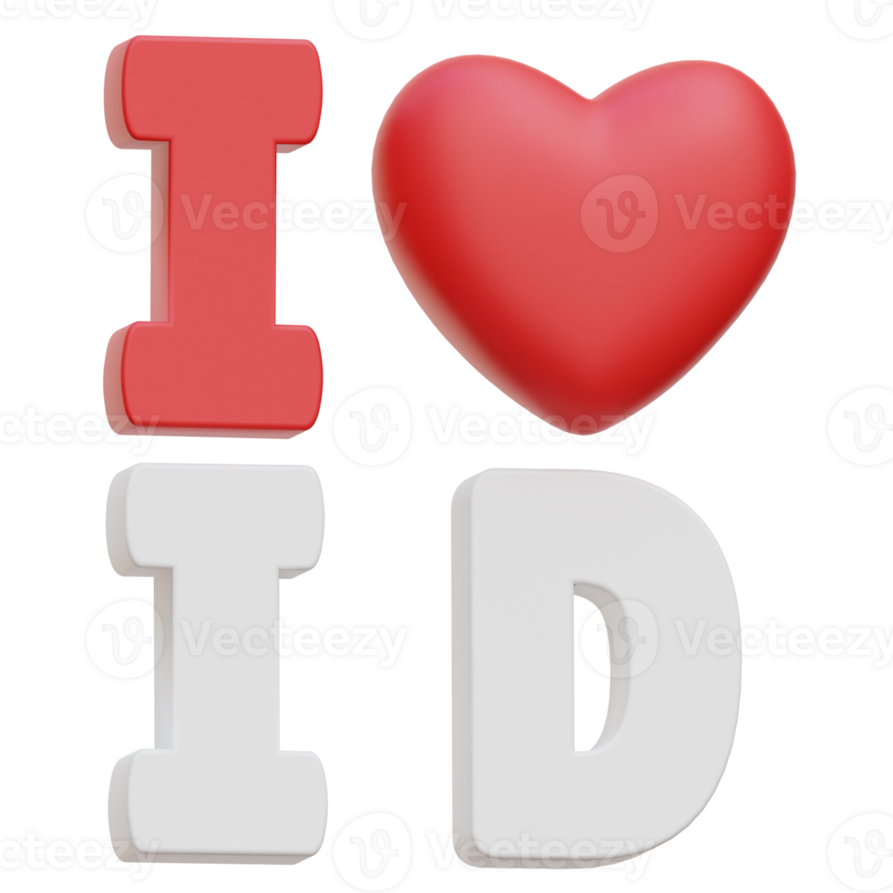 I Love Indonesia 3d Icon Illustrations png