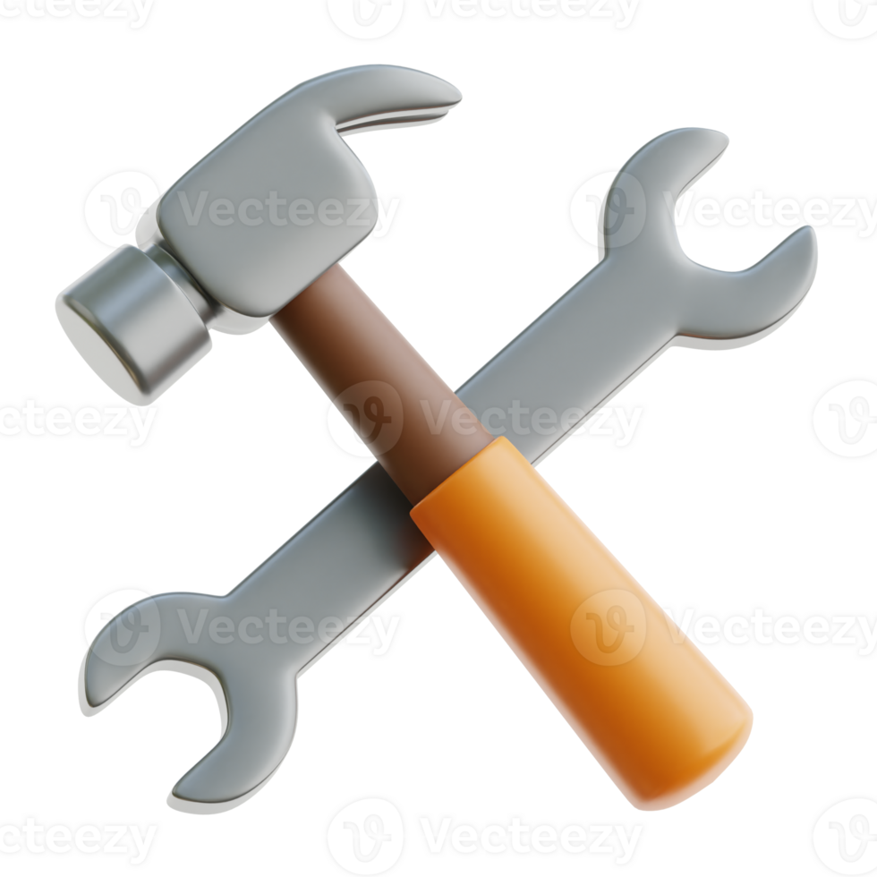 Hammer and Wrench 3d Icon Illustrations png