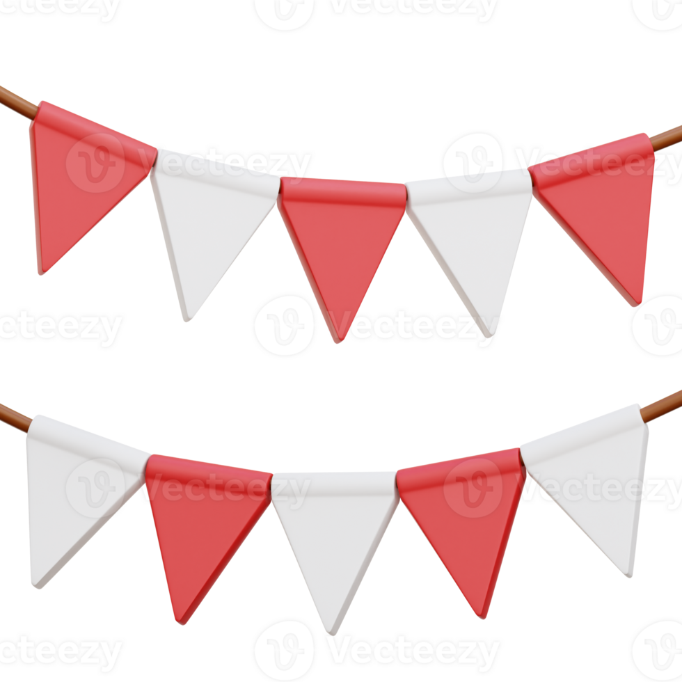 Indonesia Flag Garland 3d Icon Illustrations png