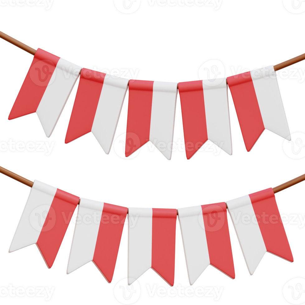 Indonesia Flag Garland 3d Icon Illustrations png