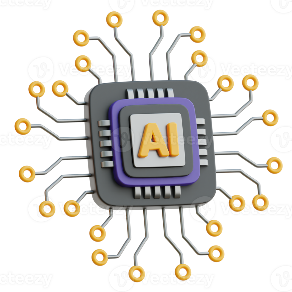AI Chip Circuit 3d Icon Illustrations png