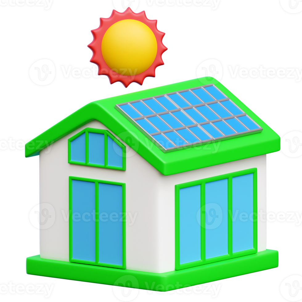 Solar House 3d Icon Illustrations png