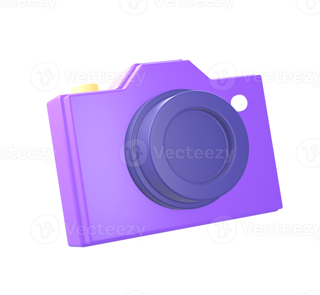 3d purple camera illustration icon side for UI UX web mobile apps social media ads designs png