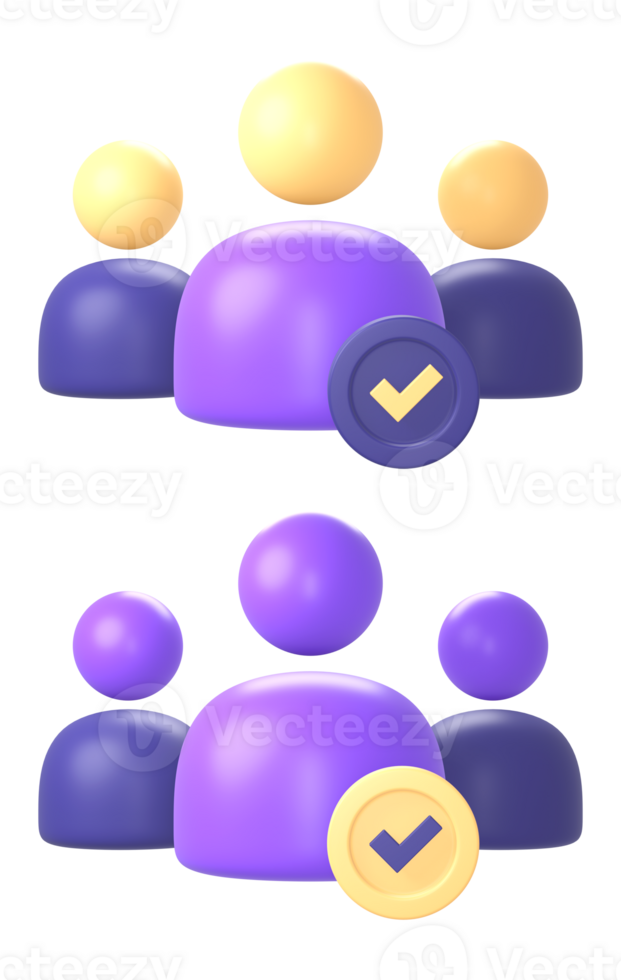 3d roxa o negócio pessoas verificado lista de controle ícone para ui ux rede Móvel apps social meios de comunicação Publicidades desenhos png