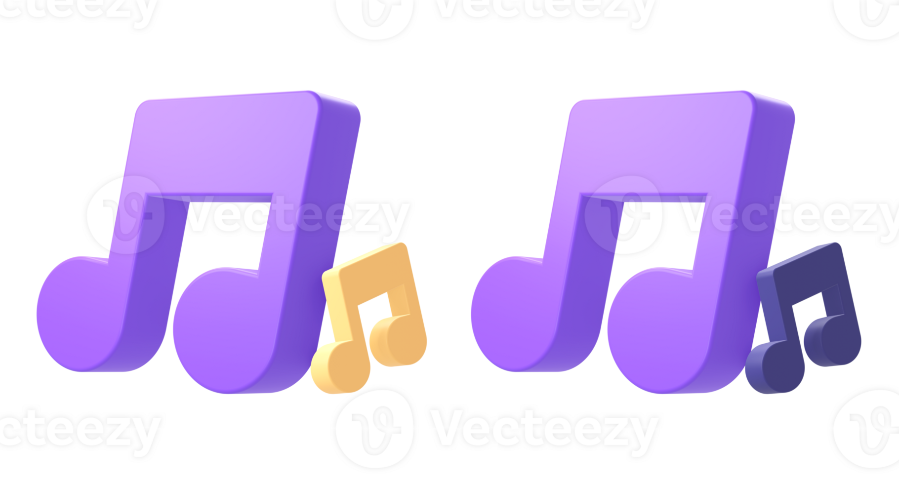 3d Purper twee muziek- Notitie icoon voor ui ux web mobiel apps sociaal media advertenties ontwerpen png