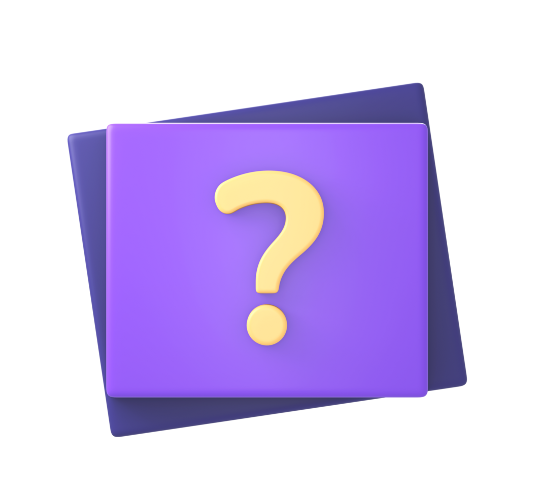 3d purple question mark and asking icon for UI UX web mobile apps social media ads designs png