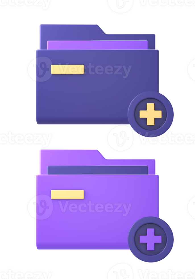 3d purple adding new folder file icon for UI UX web mobile apps social media ads designs png