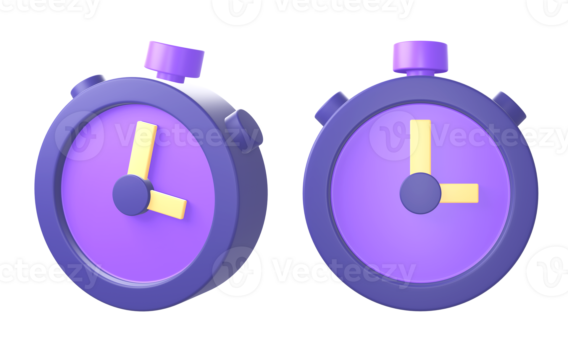 3d purple stopwatch time icon for UI UX web mobile apps social media