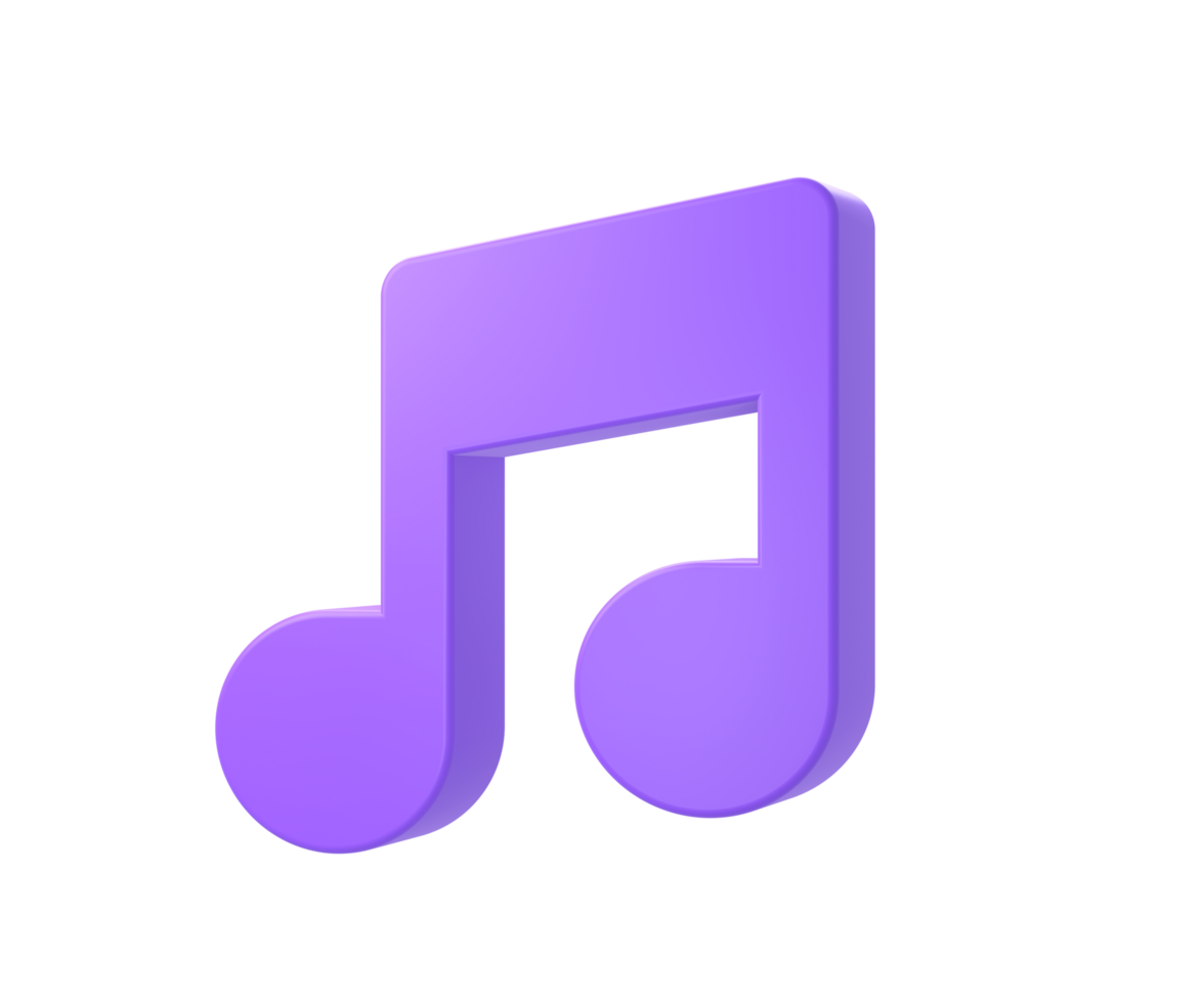 3d purple single music note icon for UI UX web mobile apps social media ads designs png