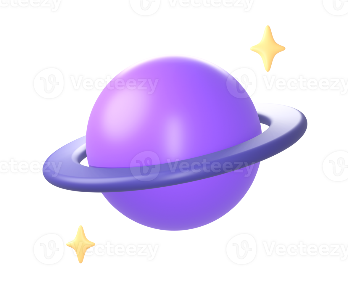 3d purple planet and space icon for UI UX web mobile apps social media ads designs png
