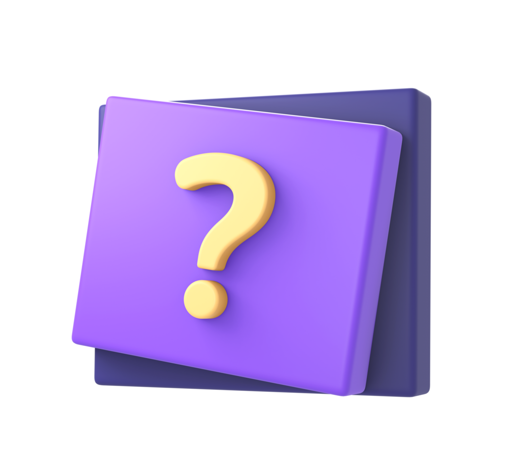 3d purple and asking question mark icon for UI UX web mobile apps social media ads designs png