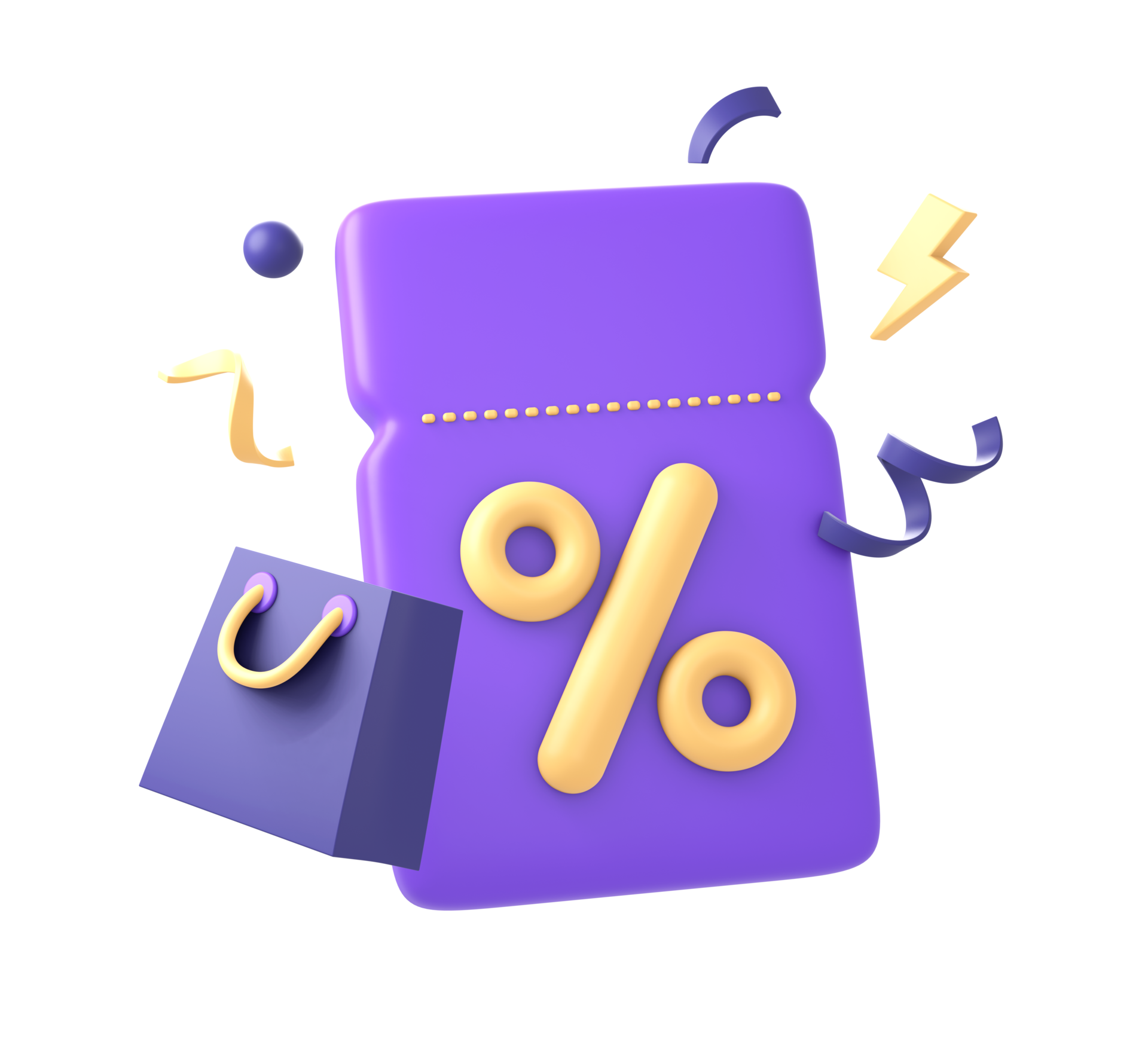 3d purple promo code discount coupon and voucher icon for UI UX web