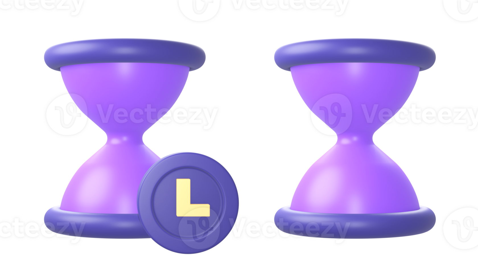 3d purple hourglass and time icon for UI UX web mobile apps social media ads designs png