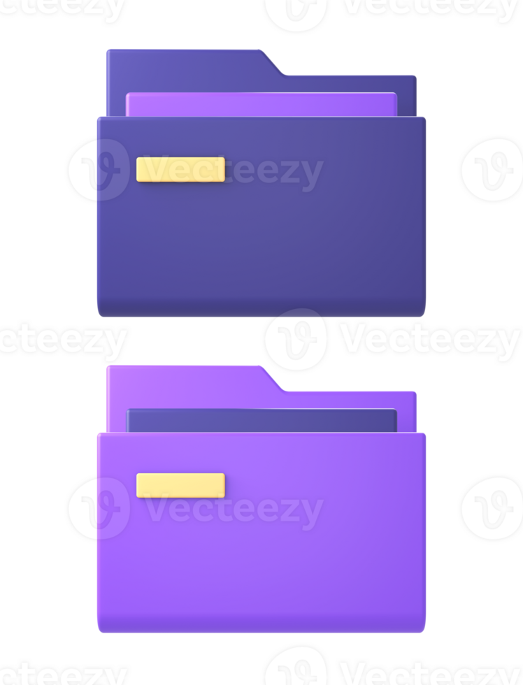 3d purple computer folder files icon for UI UX web mobile apps social media ads designs png