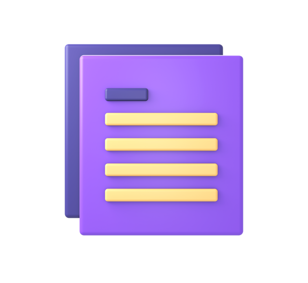 3d purple document files icon for UI UX web mobile apps social media ads designs png