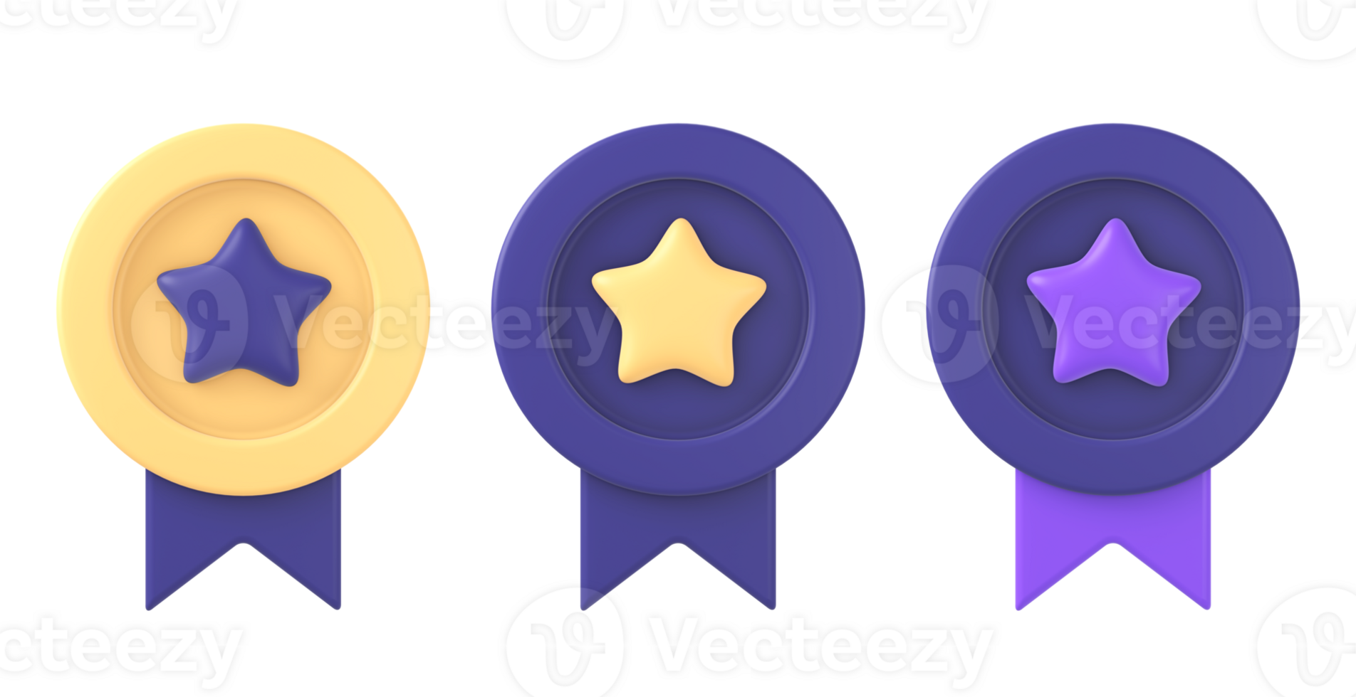 3d viola vincitore premio distintivo campione con stella icona per ui UX ragnatela mobile applicazioni sociale media Annunci disegni png