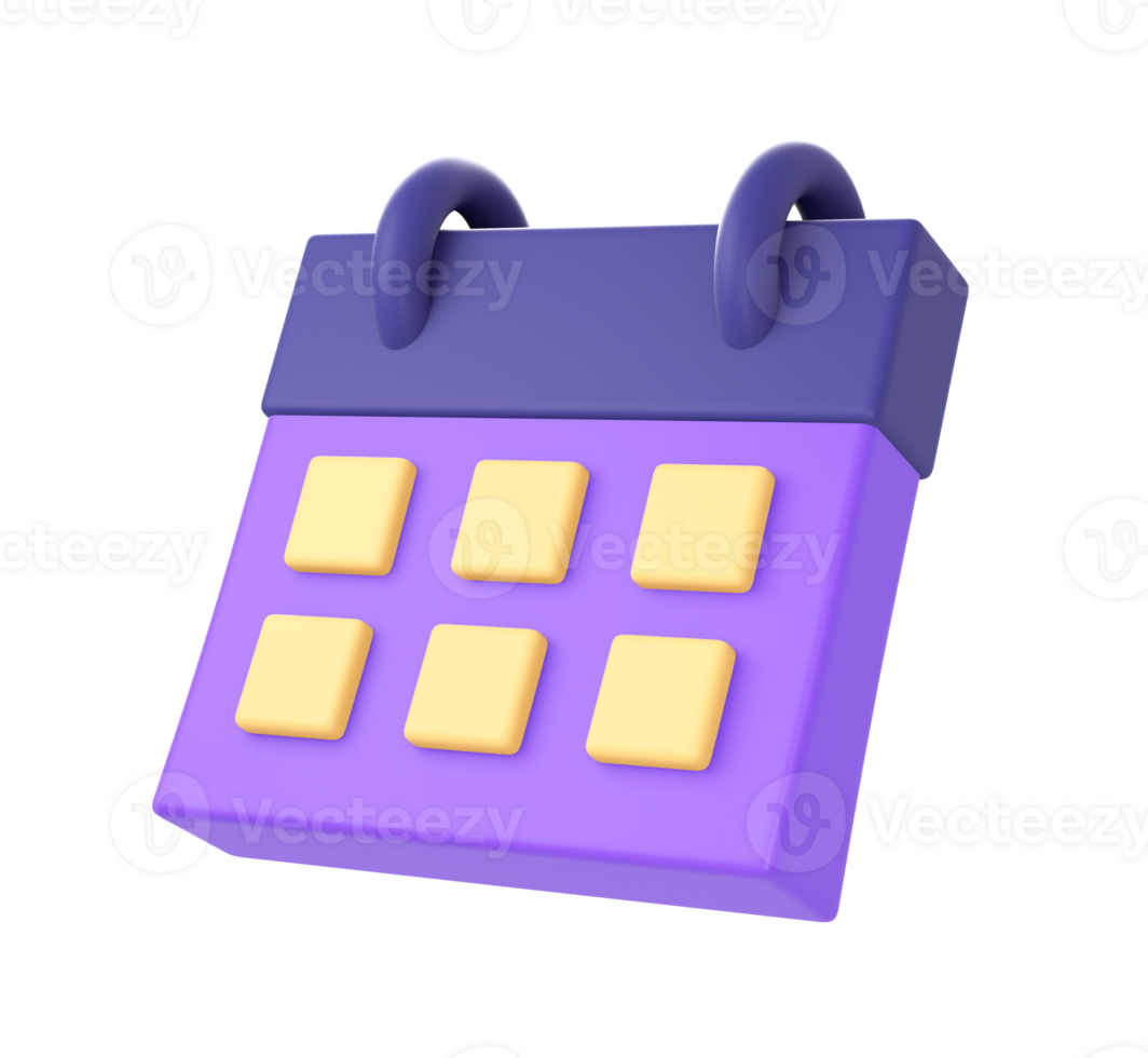 3d purple calendar date and time side icon for UI UX web mobile apps social media ads designs png
