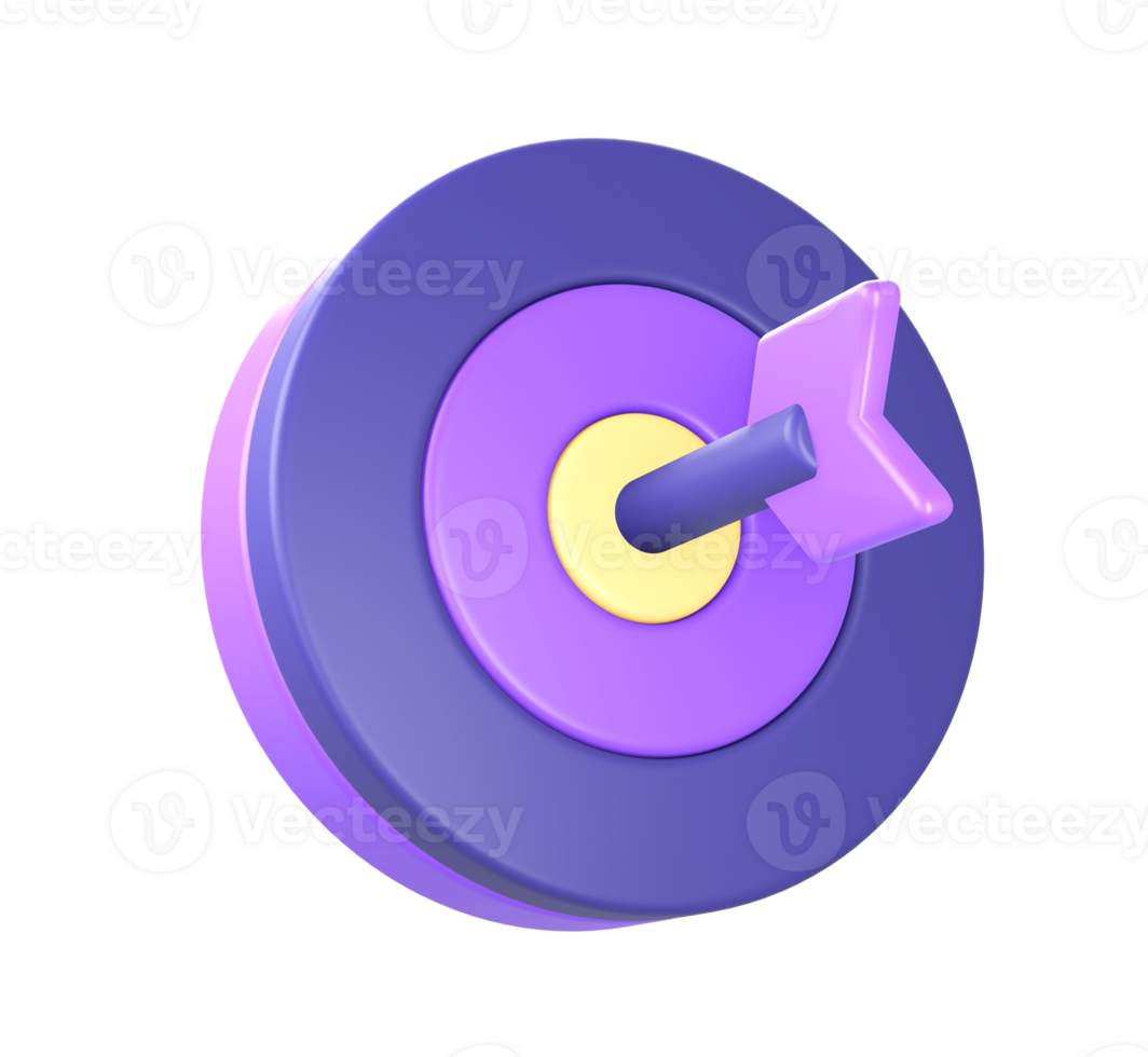 3d viola freccia colpi bersaglio e obbiettivo icona per ui UX ragnatela mobile applicazioni sociale media Annunci disegni png