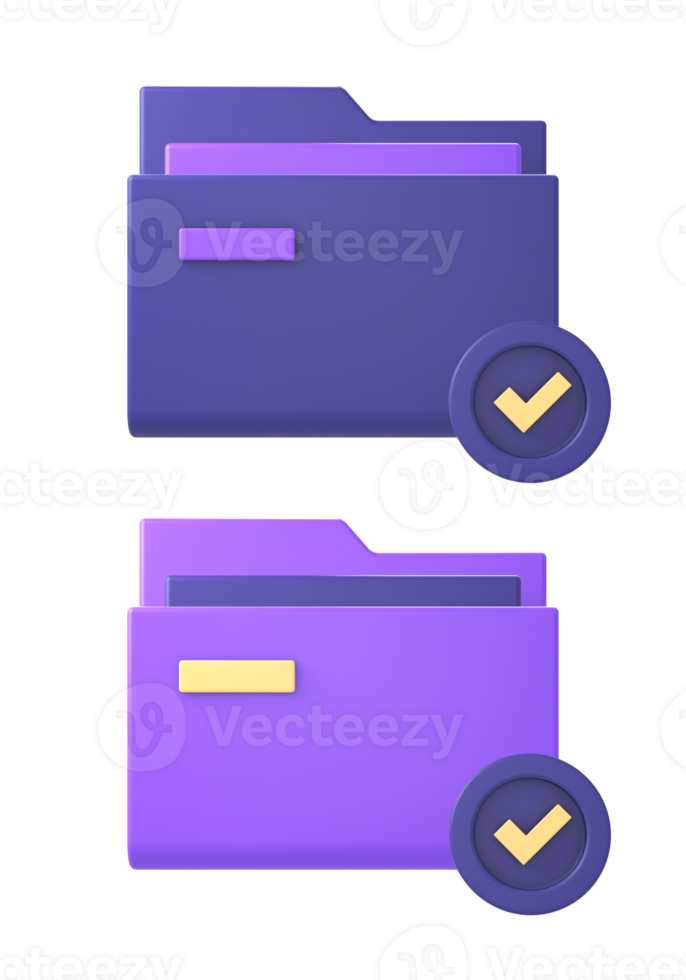 3d purple folder files with checklist icon for UI UX web mobile apps social media ads designs png