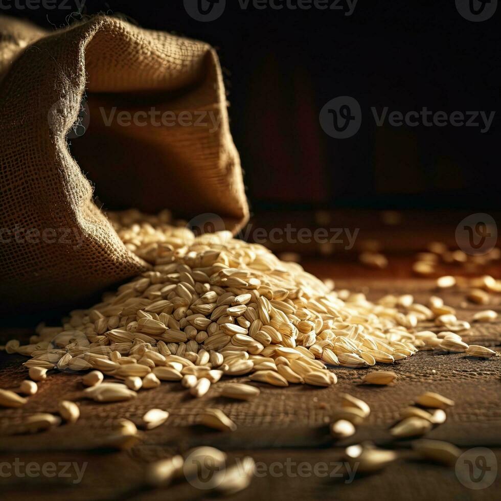 a sack of grain is spilling out it  AI Generative photo