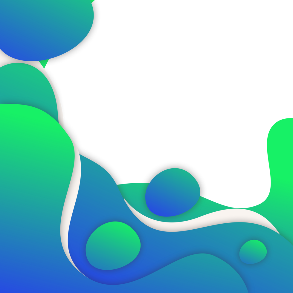 transparent green and blue wave border frame background png