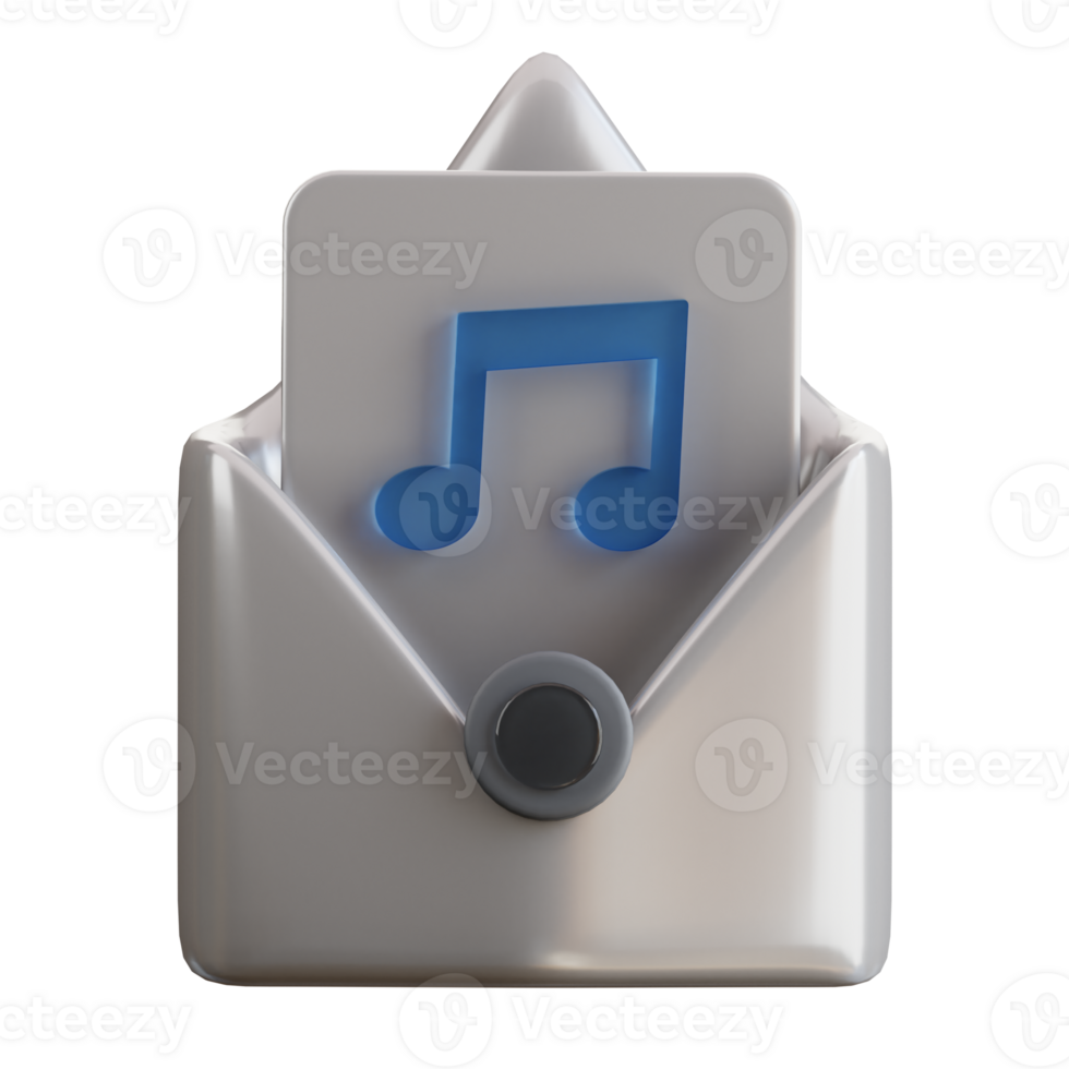 3d Email enthält Musik- und mic Symbol png