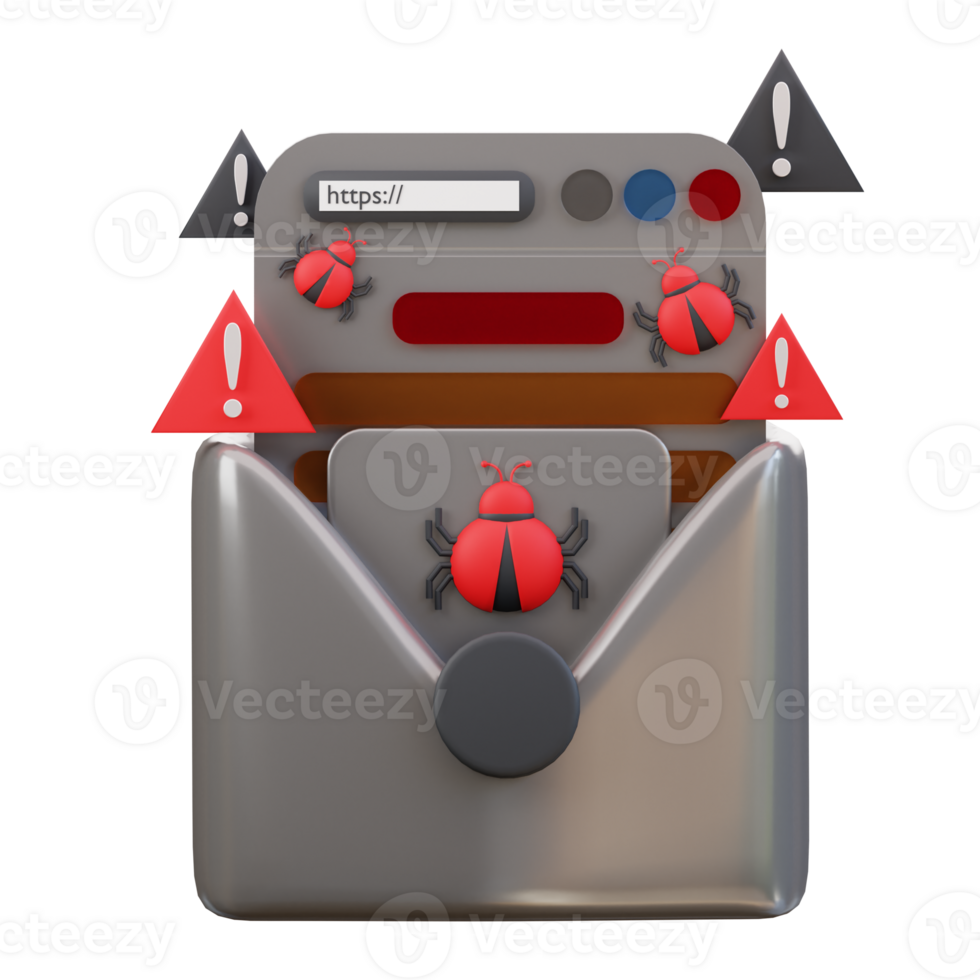 3d e-post som innehåller skräppost och insekt ikon png