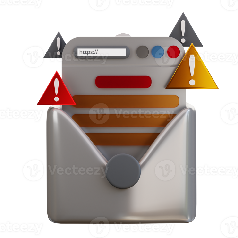 3d email containing maintenance alert icon png