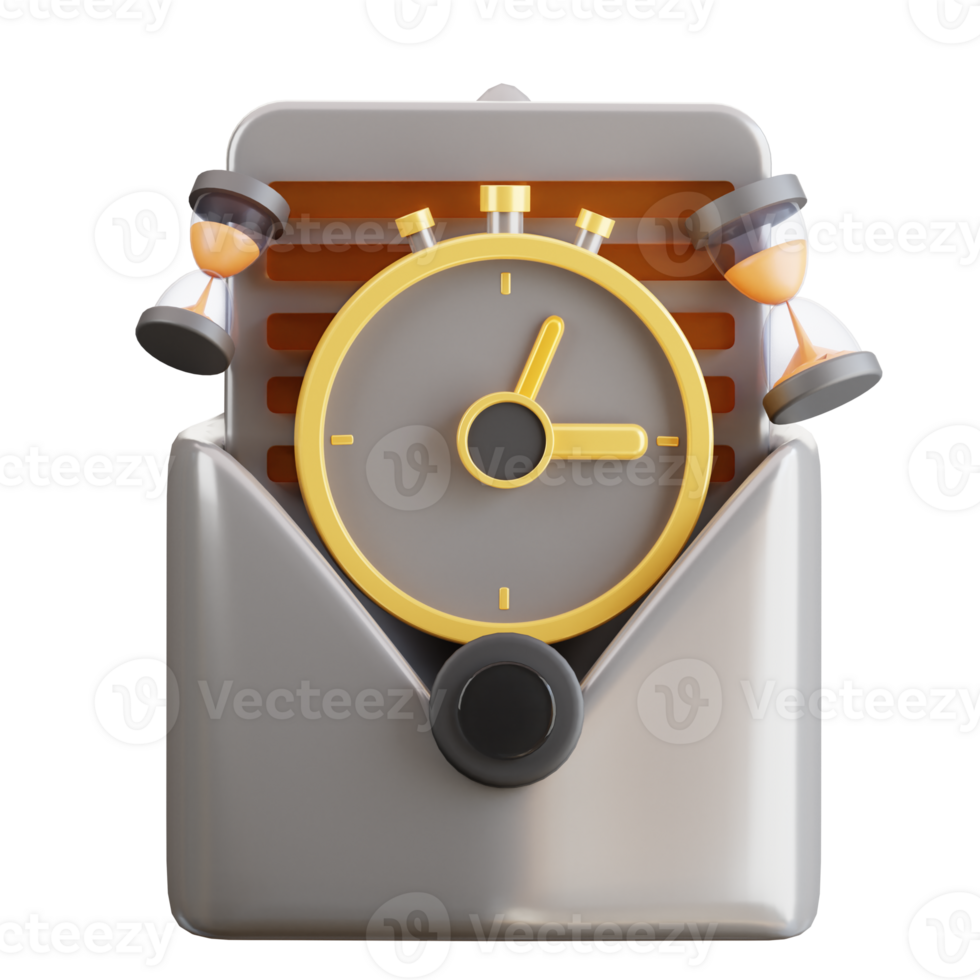 3d email with deadline time icon png