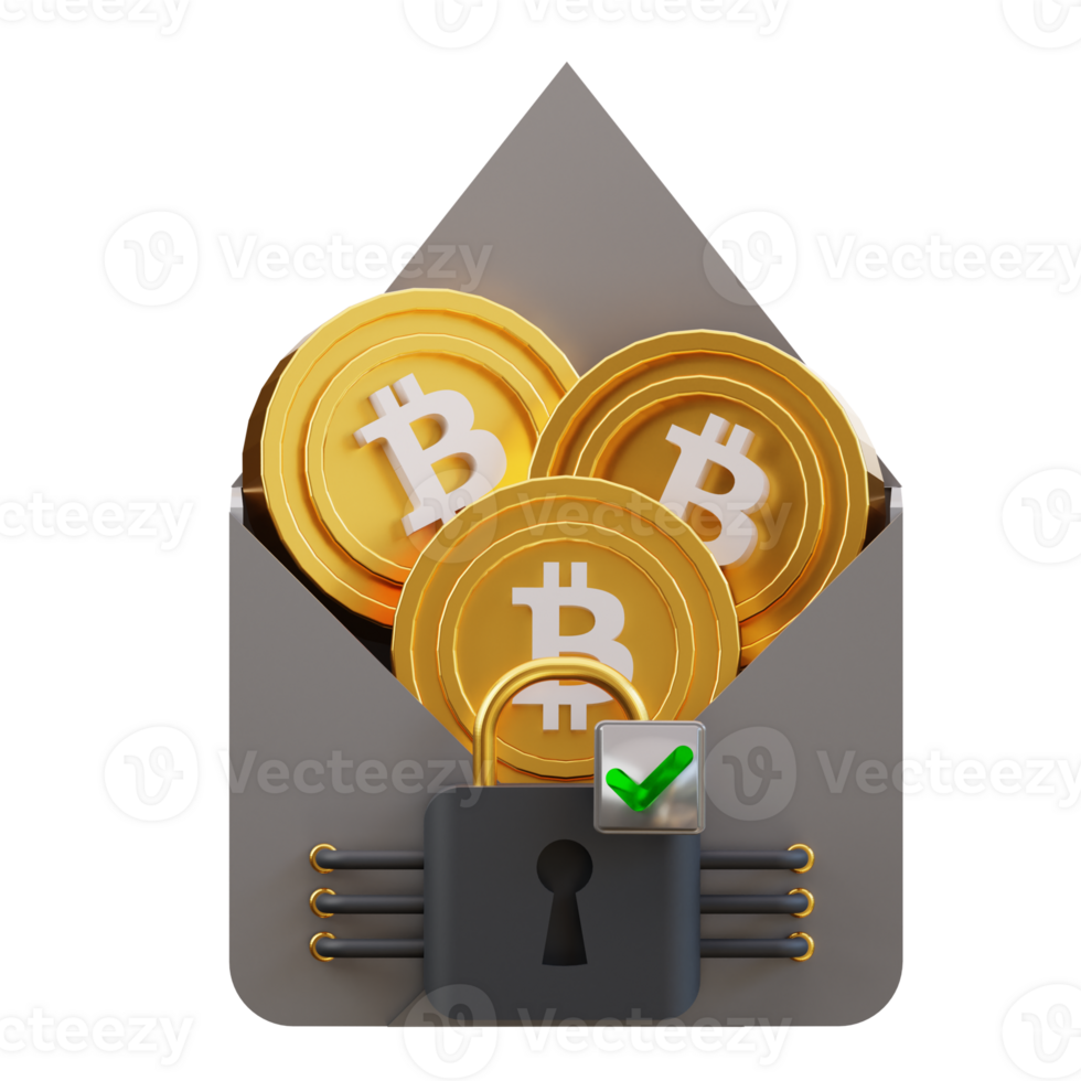 3d cryptocurrency security email icon png