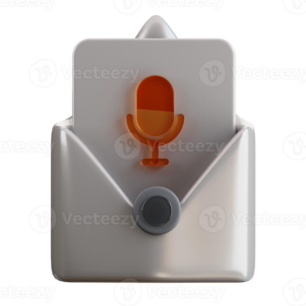 3d email containing music and mic icon png