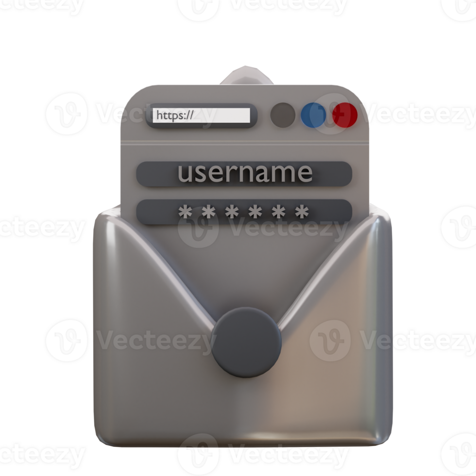 3d email containing username and password icon png