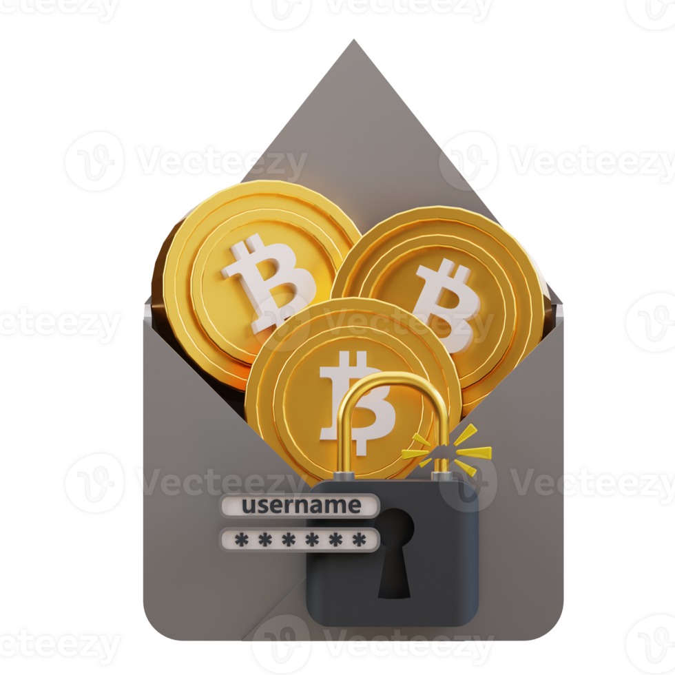 3d cryptocurrency security email icon png