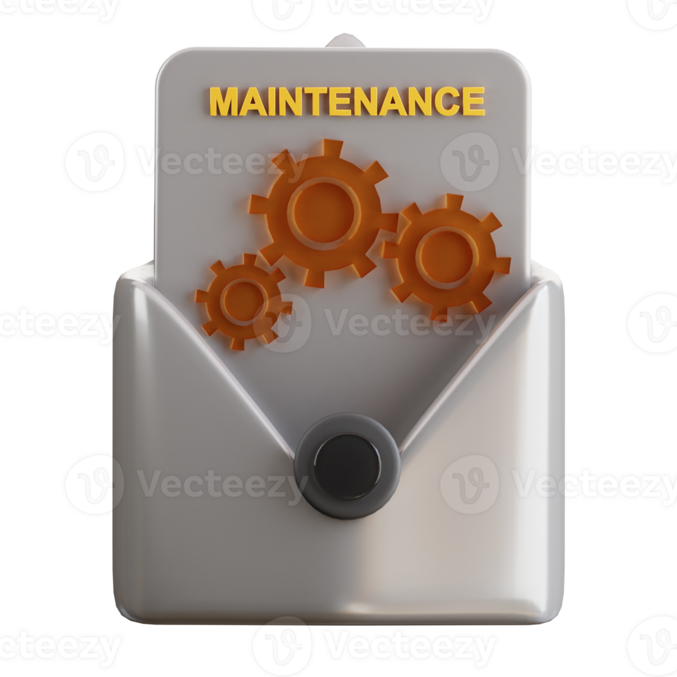 3d email containing maintenance alert icon png