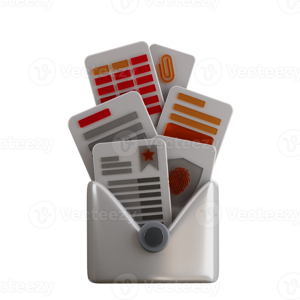 3d email containing web and internet documents icon png