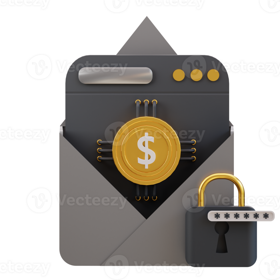 3d cryptocurrency security email icon png