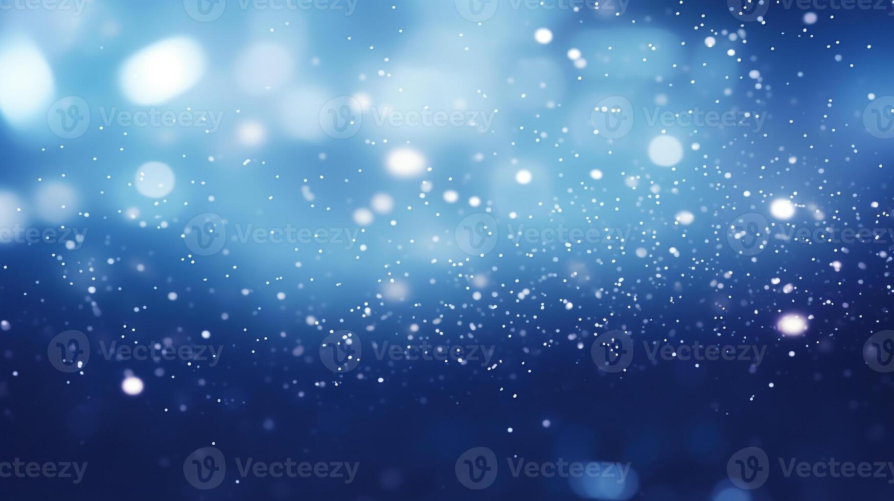 Serene Night Sky with White Starry Bokeh on a Deep Blue Background, Ideal for Advertisements photo