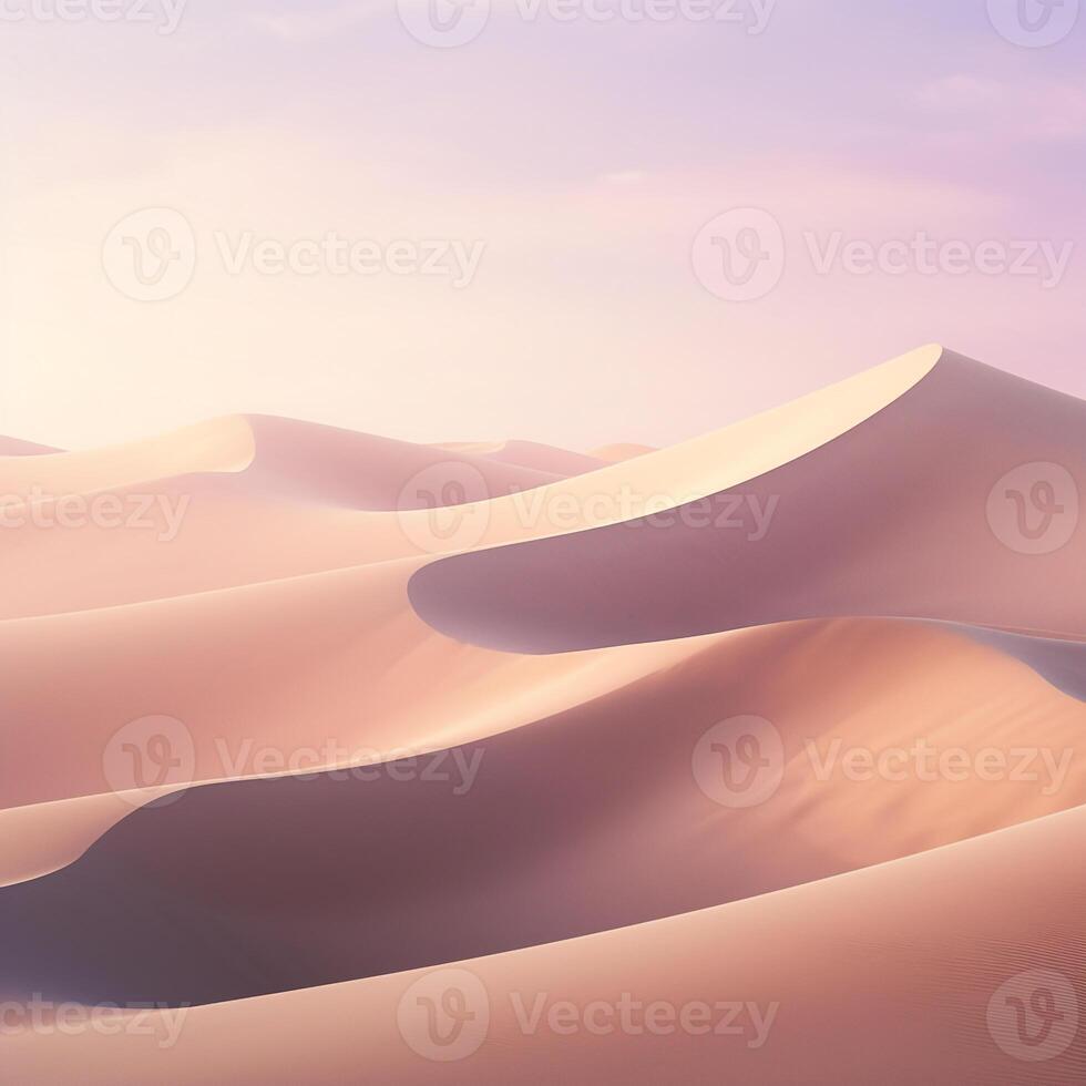 Tranquil Sand Dunes Under a Pastel Sky, Exuding Serenity and Ideal for Travel and Wellness Advertisements photo