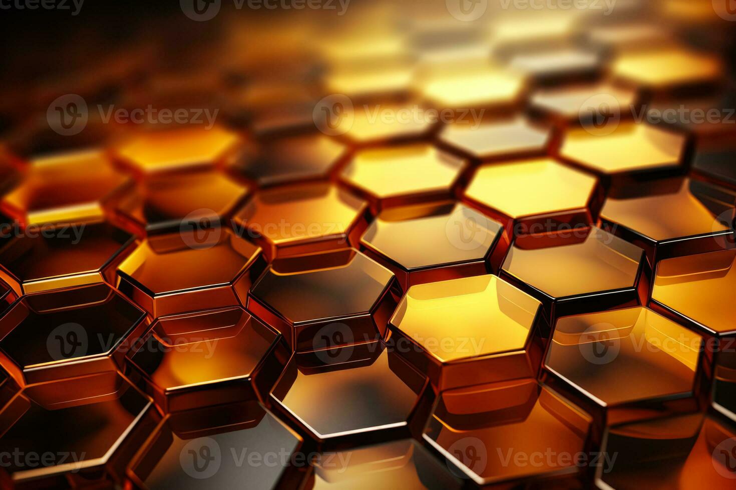 An abstract honeycomb pattern isolated on a gradient gold and brown background photo