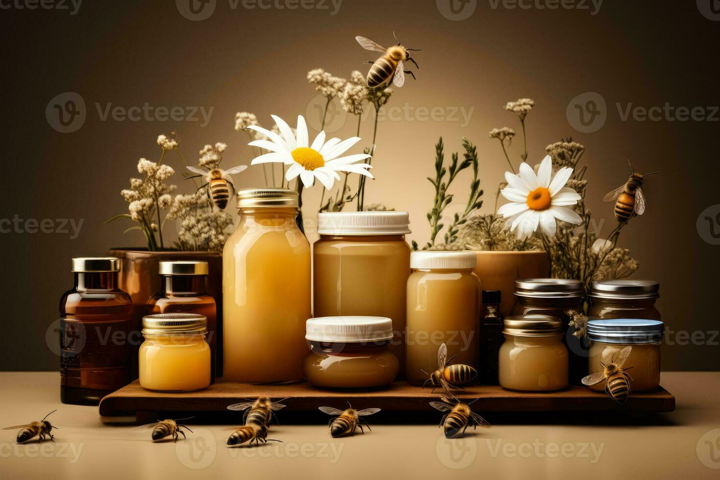 Simplistic beekeeping tools captured against a minimalist serene backdrop photo