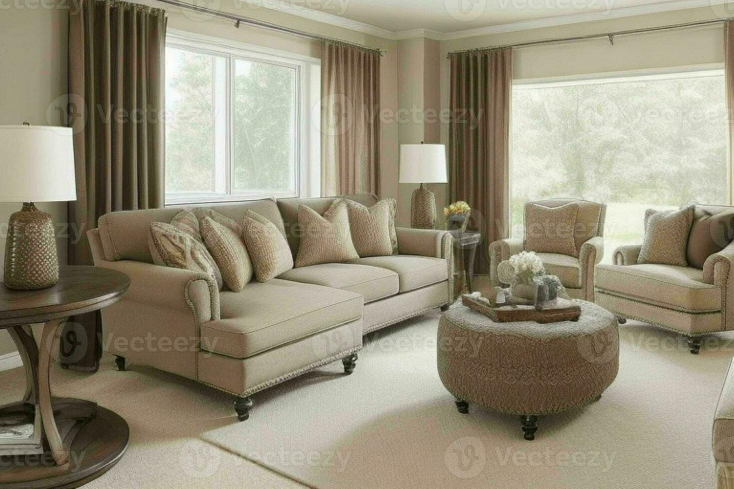 Transitional style living room design. Pro Photo