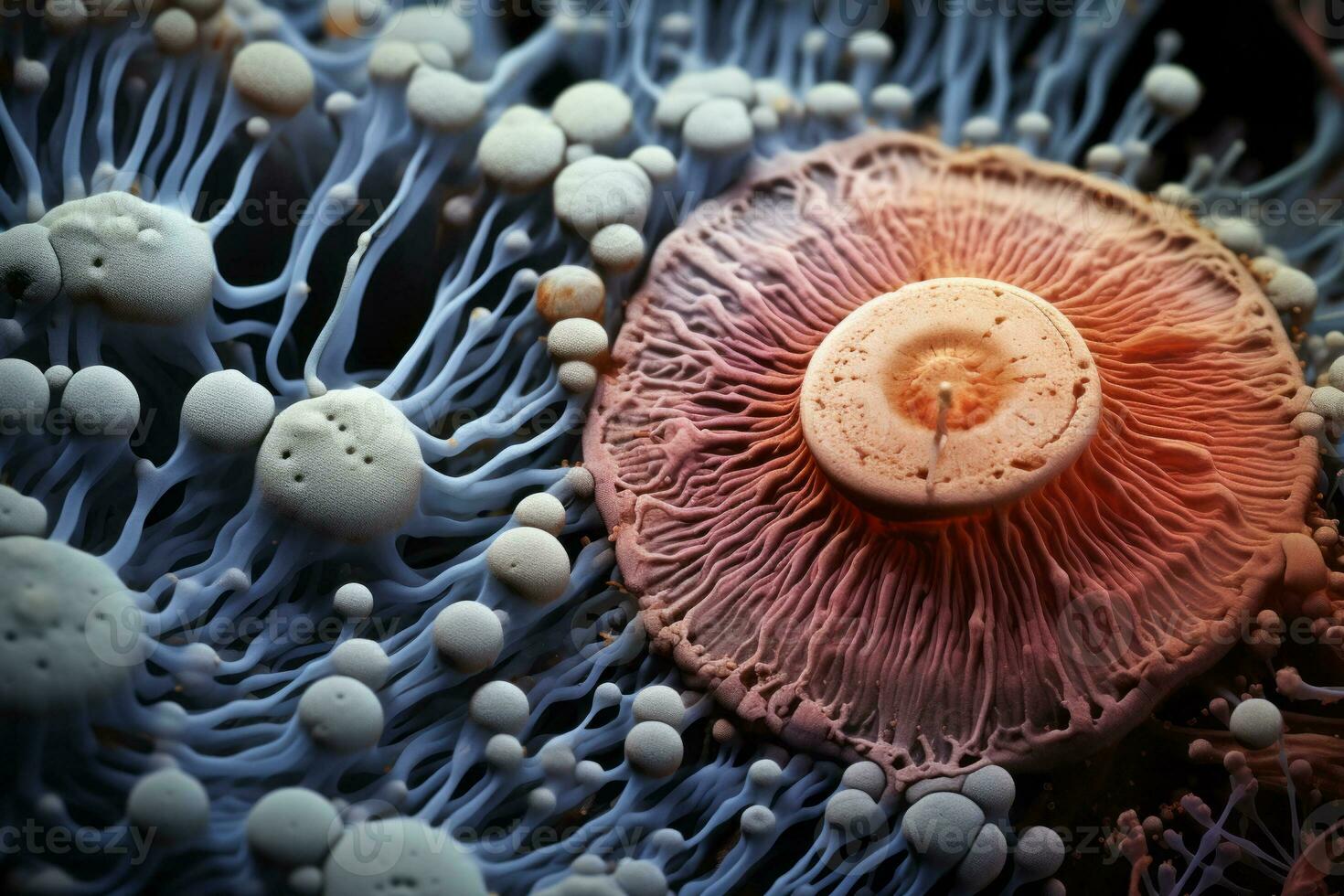 Microsopic of bacteria fungus.medical and science research concept.colorful color.generative ai photo