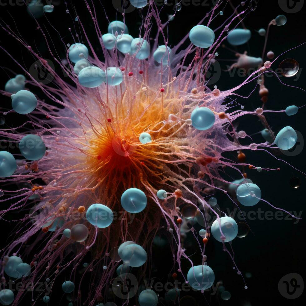 Microsopic of bacteria fungus.medical and science research concept.colorful color.generative ai photo